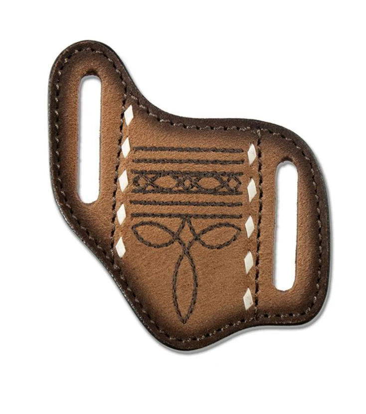 3D KNIFE SHEATH PANCAKE BOOT STITCH BROWN