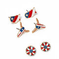 Patriotic Western Theme Stud Earrings Set: GDMLT