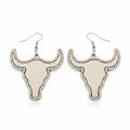 Western Style Cowboy Rhinestone Cowhide Cowhead Earrings -WJ: 4
