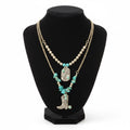 Engraved Cowboy Boot And Tag Turquoise Beads Layered Chain: S