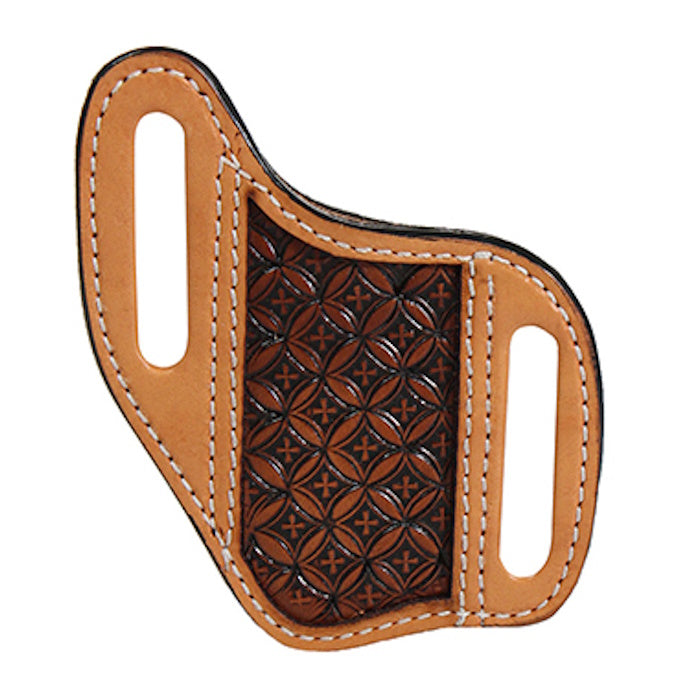 3D Leather Pancake Knife Sheath Embossed Cross