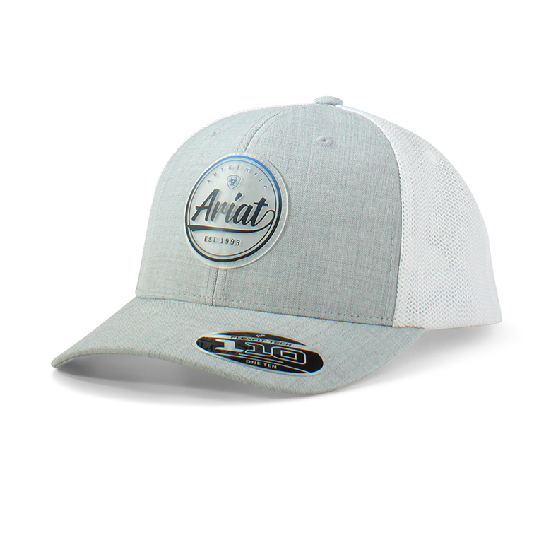 ARIAT MENS FLEXFIT 110 CAP SNAP BACK ROUND LOGO BLUE-GREY