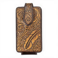 ARIAT CELL PHONE CASE FLORAL FEATHER EMBOSSED BROWN