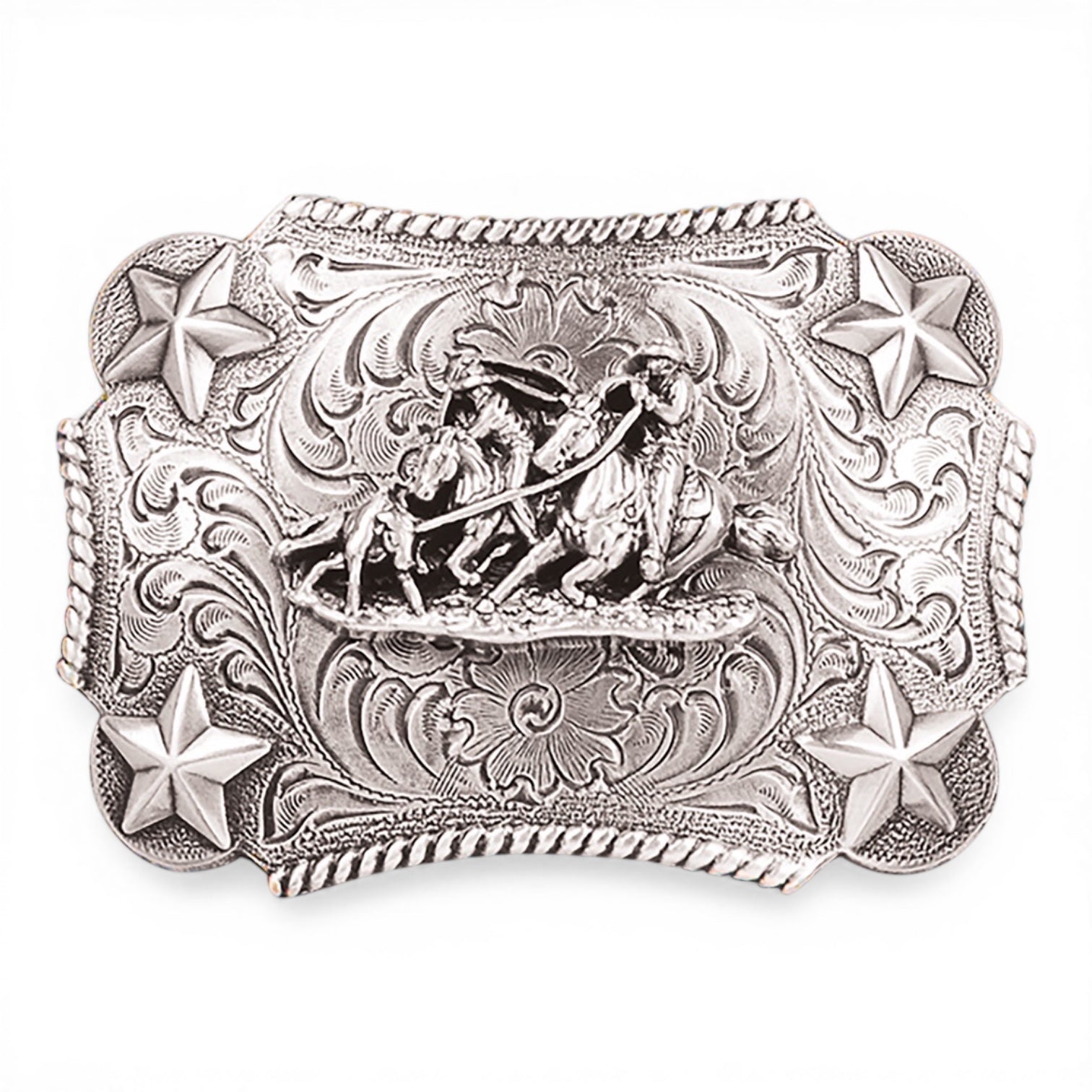 Nocona Youth Team Roper Silver Stars Rectangular Belt Buckle