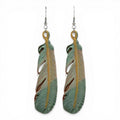 LTHR PAINTED FEATHER EARRINGS