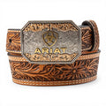 ARIAT BOYS BELT 1 1/2" - 1 1/4" FLORAL EMBOSSED TAN