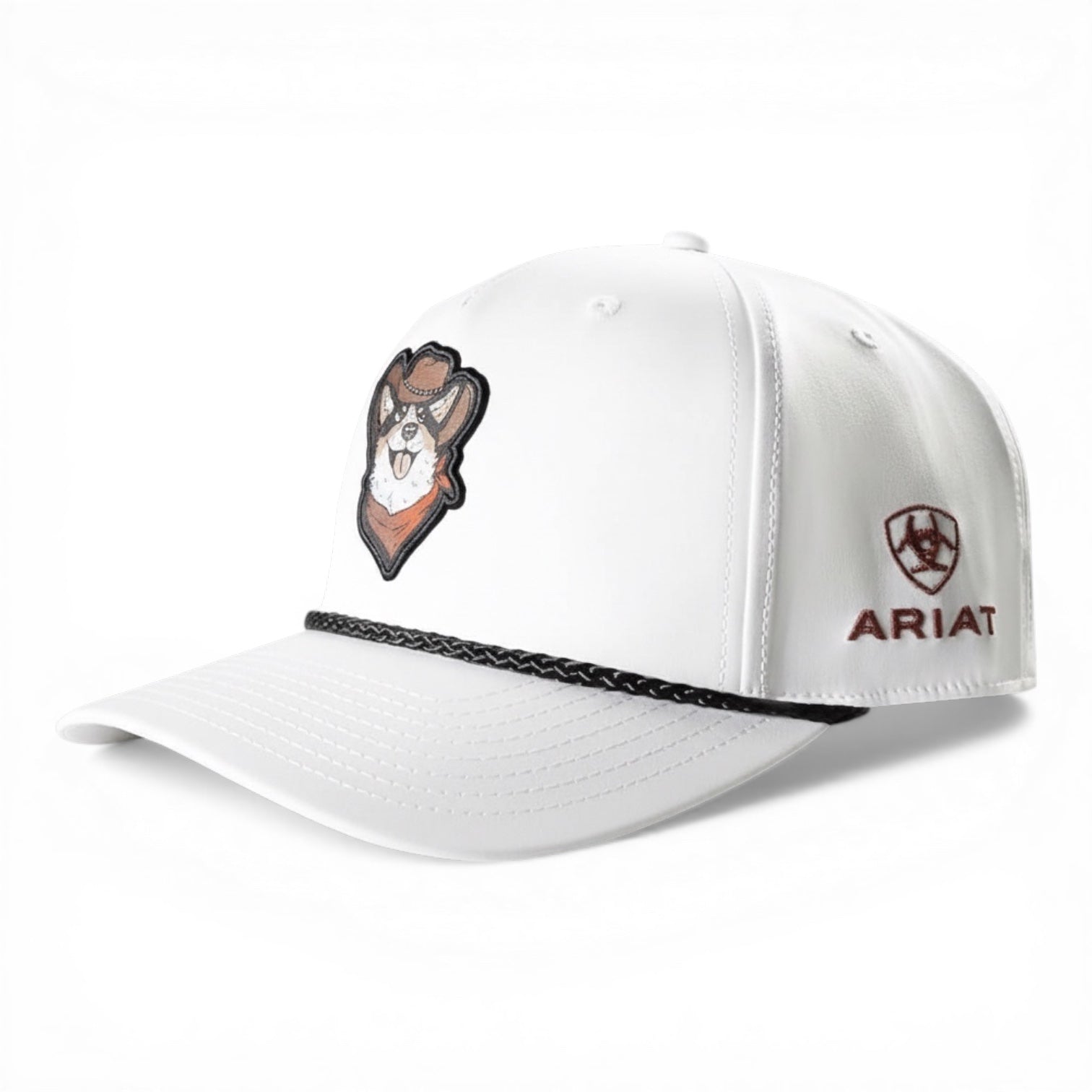 ARIAT LADIES CAP SNAP BACK DOG PATCH WHITE