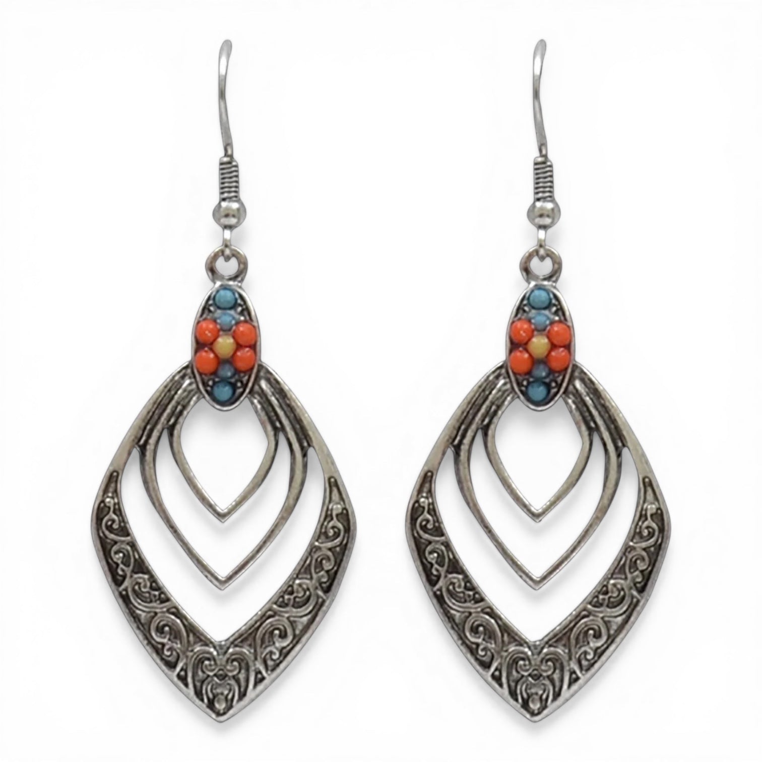 GRADUATED DIAMOND SHAPE SIL EARRINGS