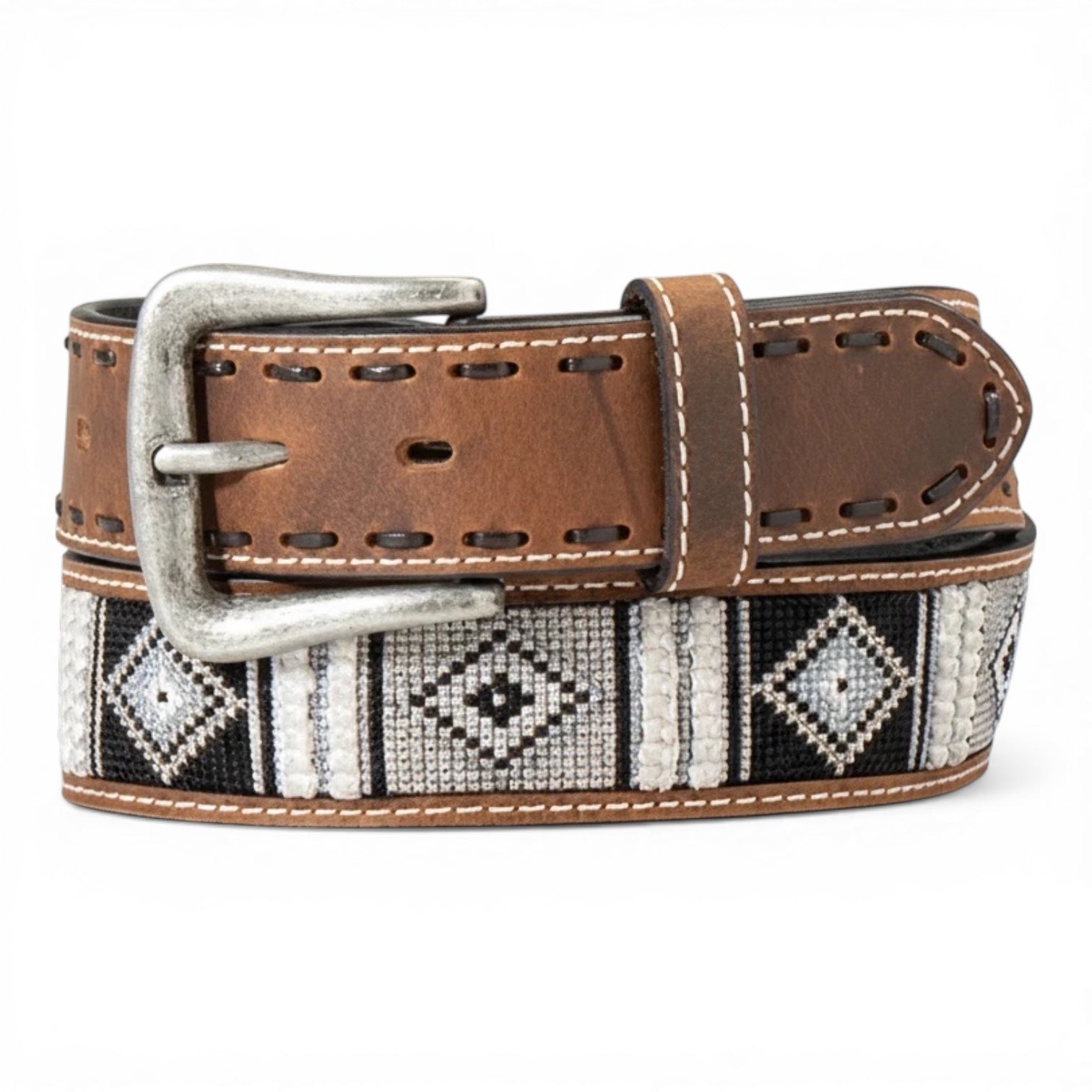 ARIAT 1 1/2 DIAMOND INLAY CHOCOLATE BUCK LACE BR