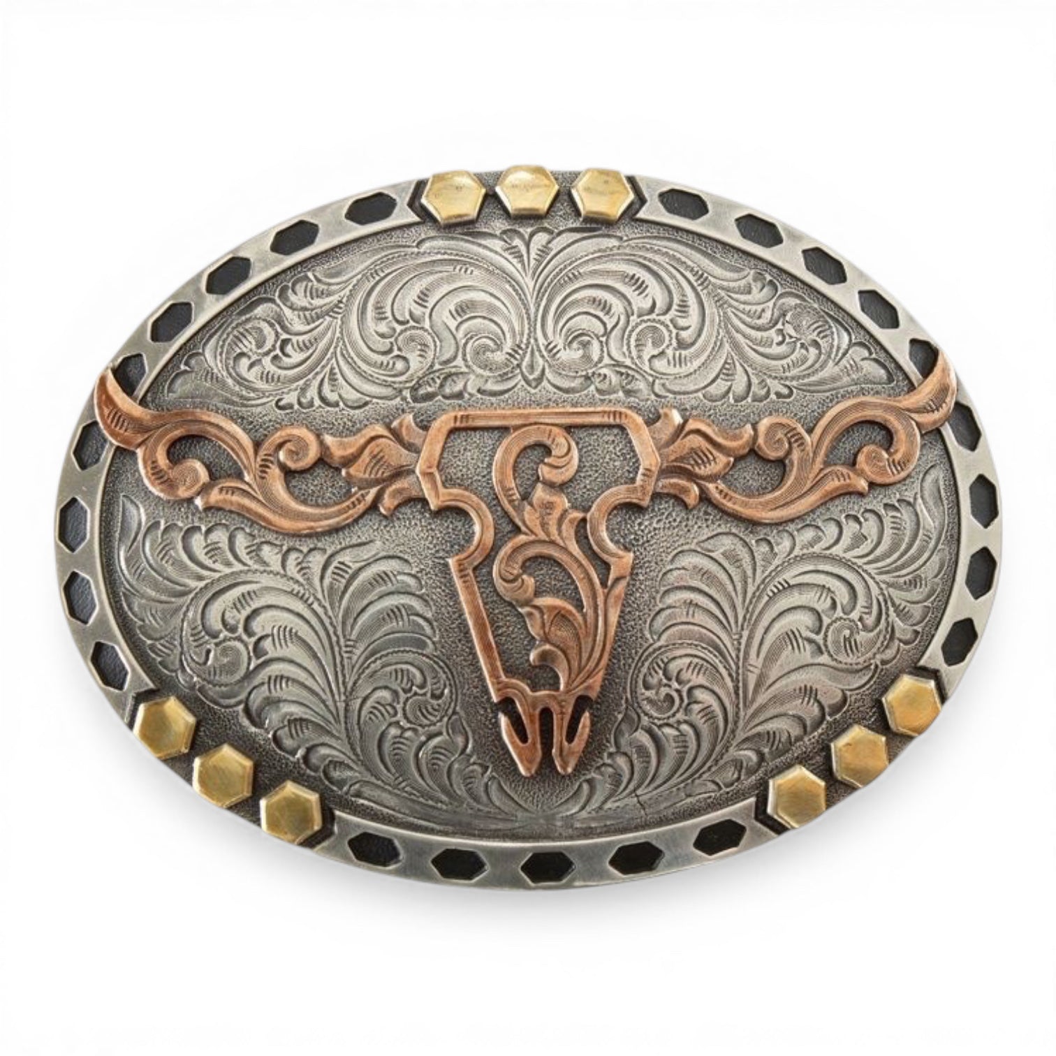 NOCONA OVAL LONGHORN BUCKLE MULTI COLOR