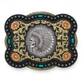 NOCONA RECTANGLE INDIAN CHIEF SKULL BUCKLE