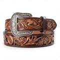 ARIAT MENS BELT 1 7/8-1 1/2 FLORAL FILIGREE BROWN