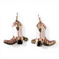 SILVER STRIKE LADIES EARRINGS COWGIRL BOOTS PINK