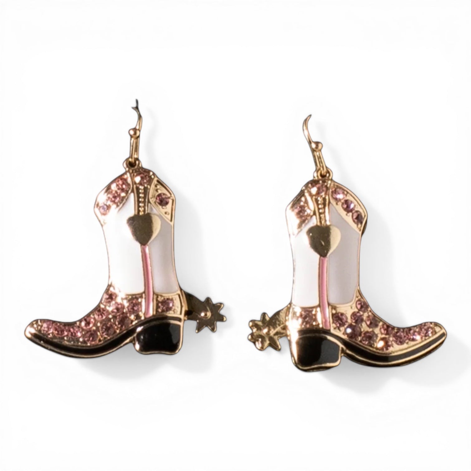 SILVER STRIKE LADIES EARRINGS COWGIRL BOOTS PINK