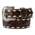 3D BOYS BELT 1 1/2" - 1 1/4" SCROLLING FILIGREE UNDERLAY BURGUNDY