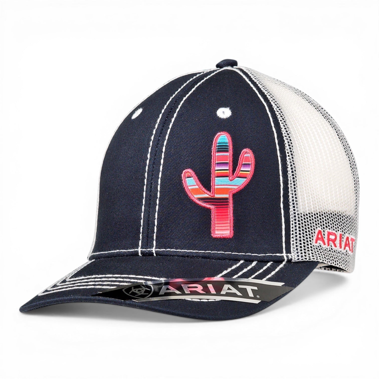 ARIAT LADIES SB OFFSET STRIPE CACTUS NVY