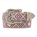 ANGEL RANCH GIRLS BELT 1 1/4" RESIN BEADS CRYSTALS PINK