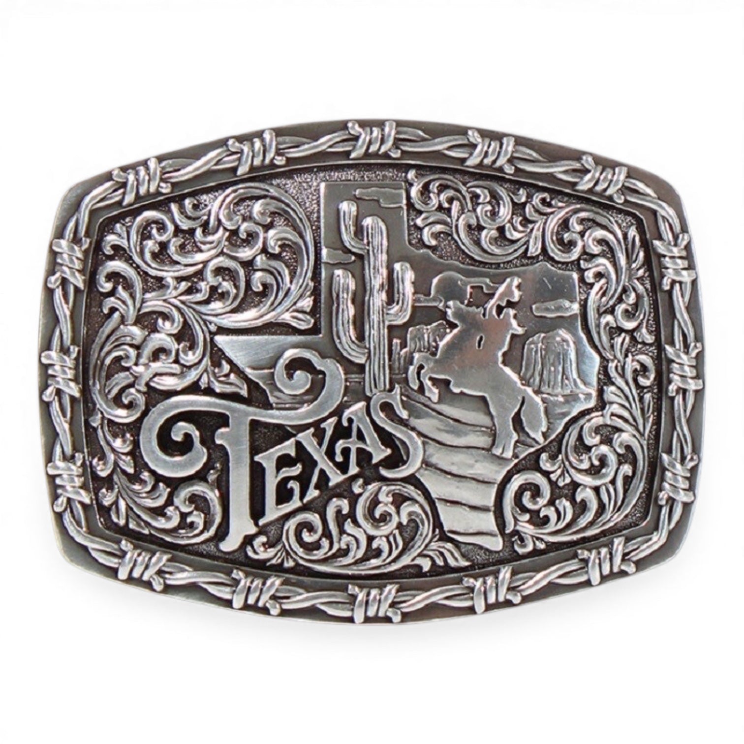 NOCONA MENS RECTANGLE TEXAS CACTUS HORSE BUCKLE
