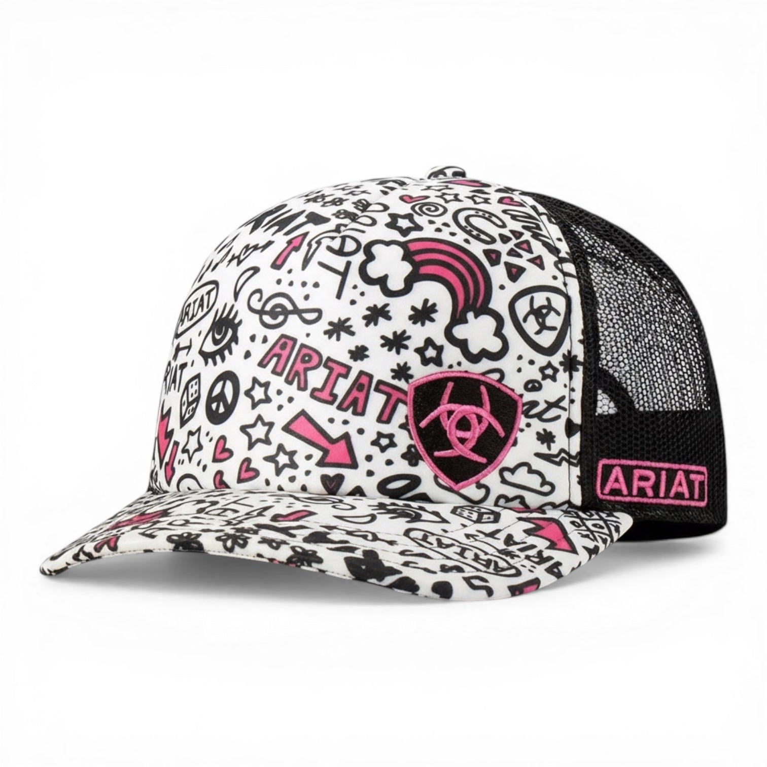 ARIAT LADIES TRUCKER CAP SNAP BACK DOODLES MULTI COLORED