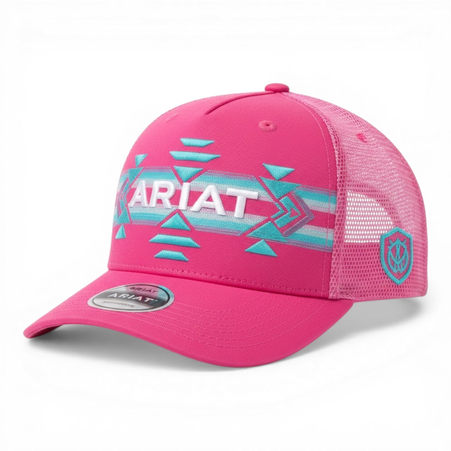 ARIAT GIRLS PONYFLO CAP SOUTHWESTERN LOGO HOT PINK
