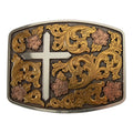 NOCONA MENS RECTANGLE BUCKLE FLORAL CROSS