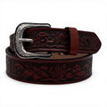 Kids' Western Scene Embossed Leather Belt with Silver Buckle