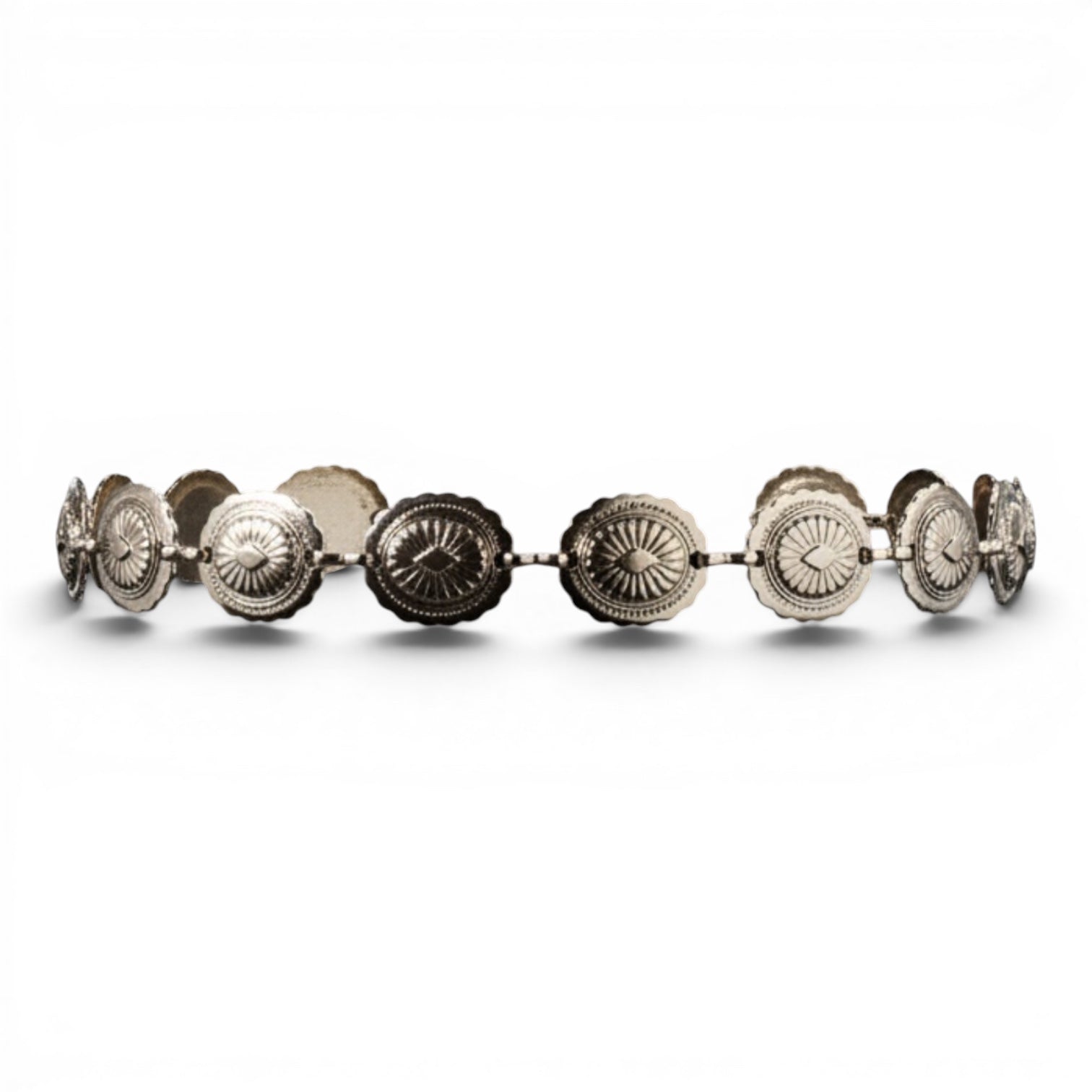 3D WESTERN HATBAND 1" CONCHOS SILVER