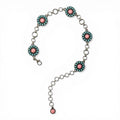 NOCONA GIRLS CHAIN BELT FLORAL CONCHOS TURQUOISE PINK