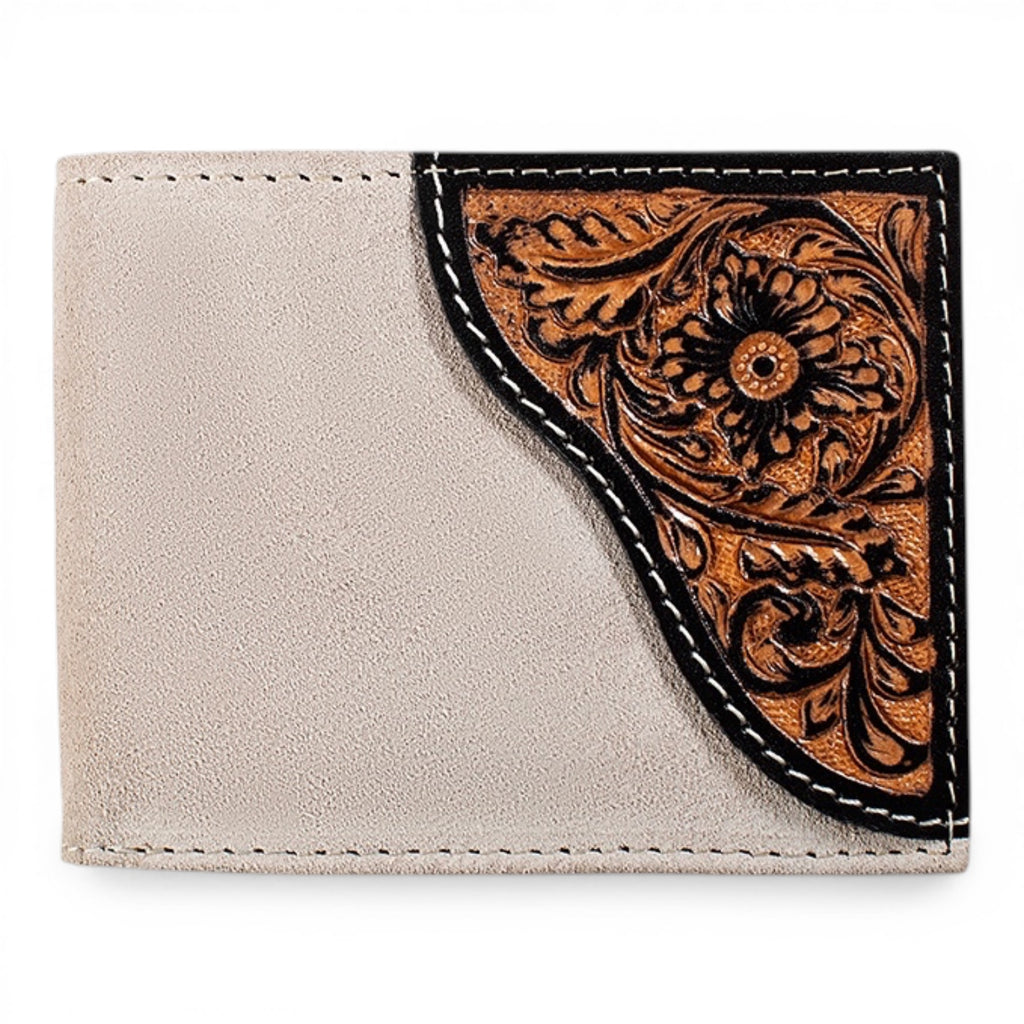 ARIAT BIFOLD PASS CASE ROUGHOUT OVERLAY GREY