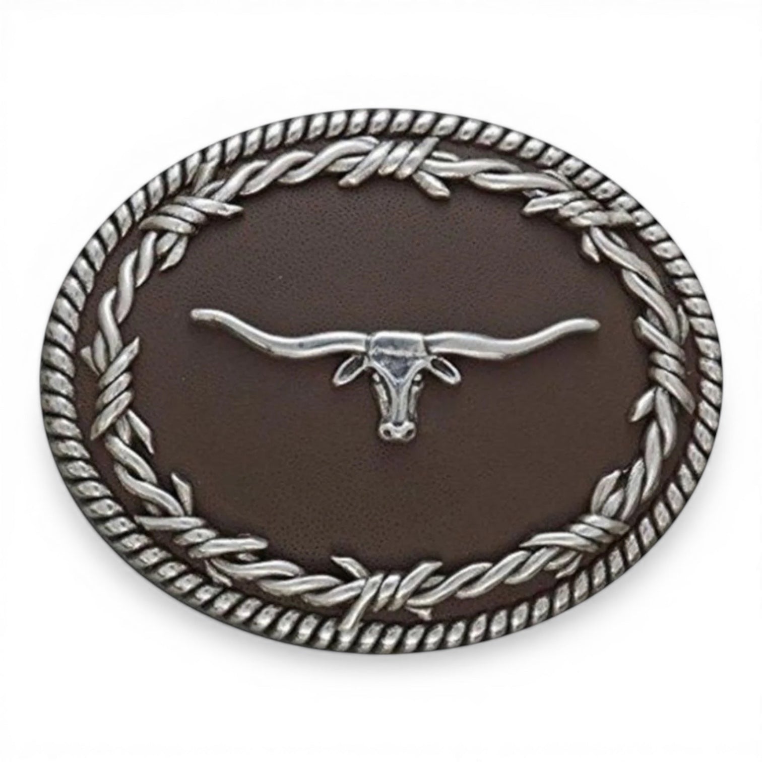 Nocona Men's Rope Edge Barbed Wire Longhorn Belt Buckle