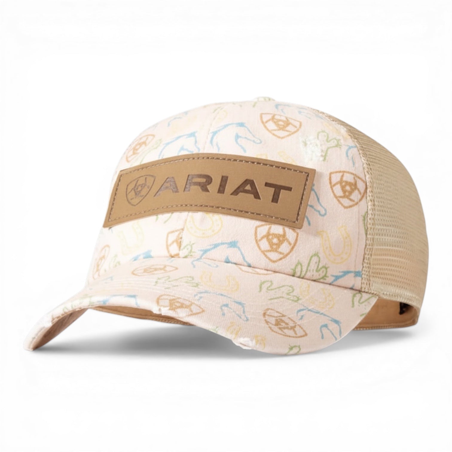 ARIAT LADIES PONYFLO CAP PRINTED FABRIC PINK