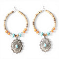 Blazin Roxx Ladies Wood Beaded Hoop Earrings