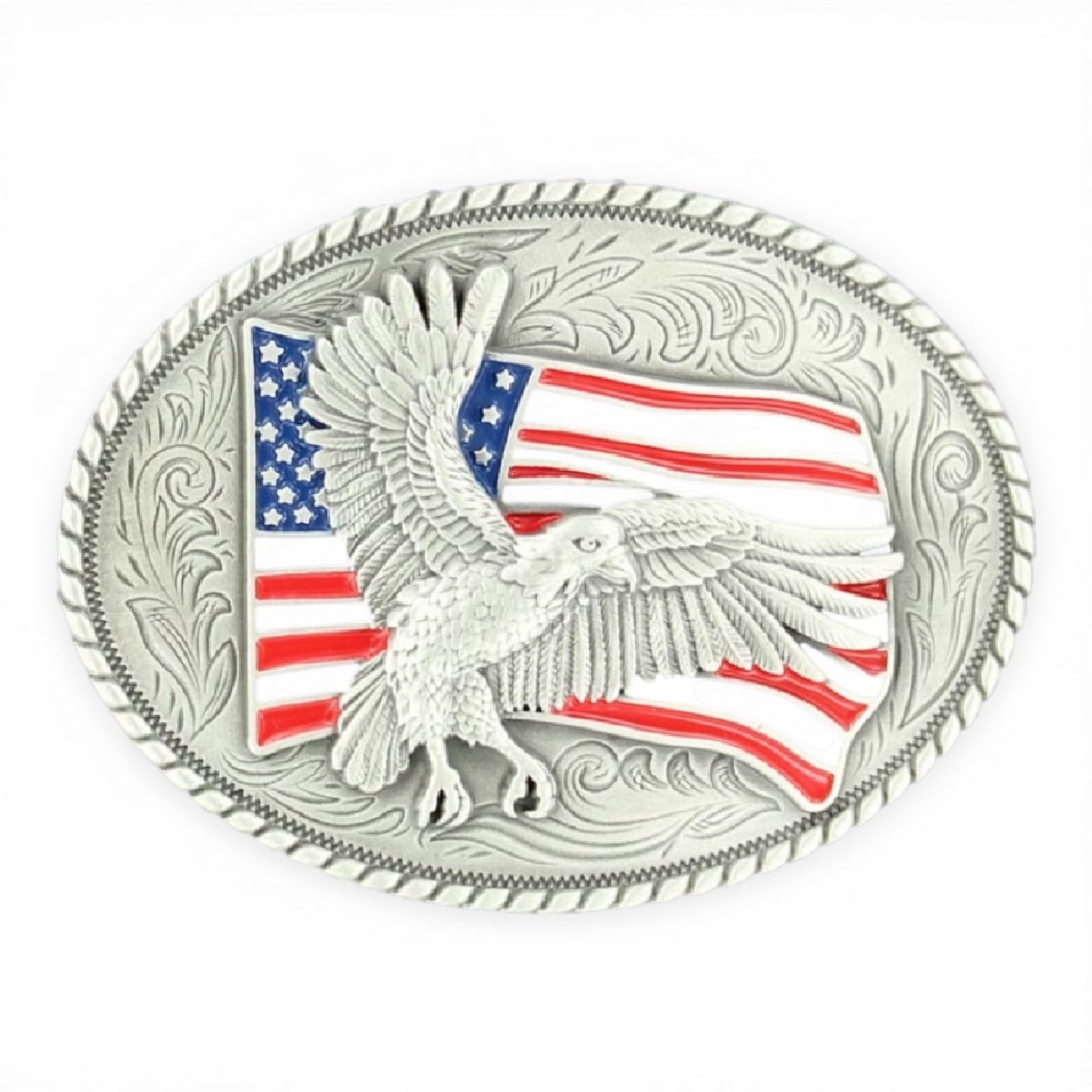 Nocona Mens American Flag & Eagle Belt Buckle