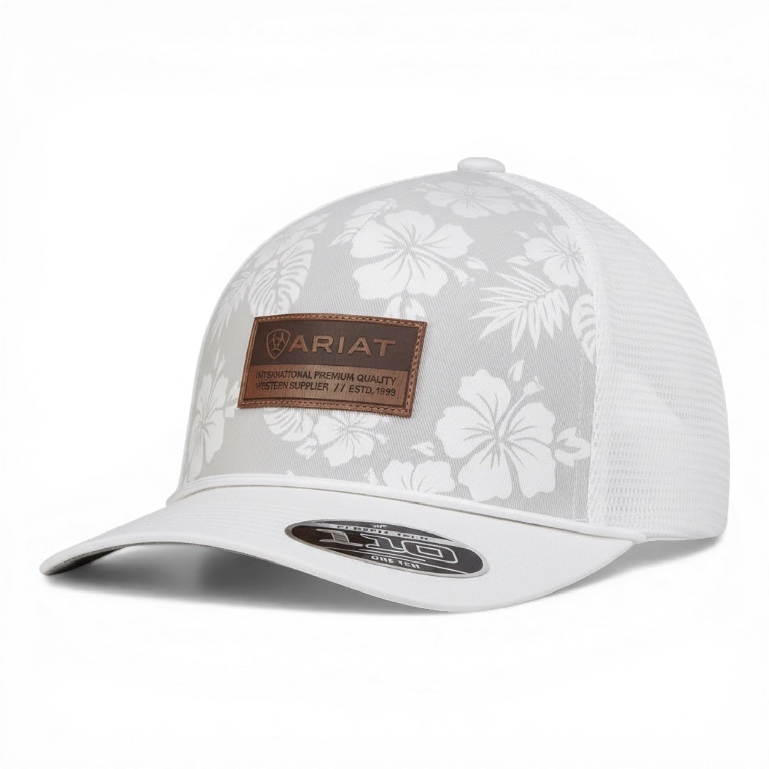 ARIAT LADIES FLEXFIT 110 SNAP BACK HAWAIIAN FLOWERS WHITE