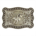 Nocona Men's Antique Silver Bull Rider Rectangle Belt Buckle