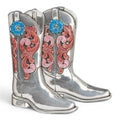 BLAZIN ROXX LADIES BUCKLE COWGIRL BOOTS SILVER