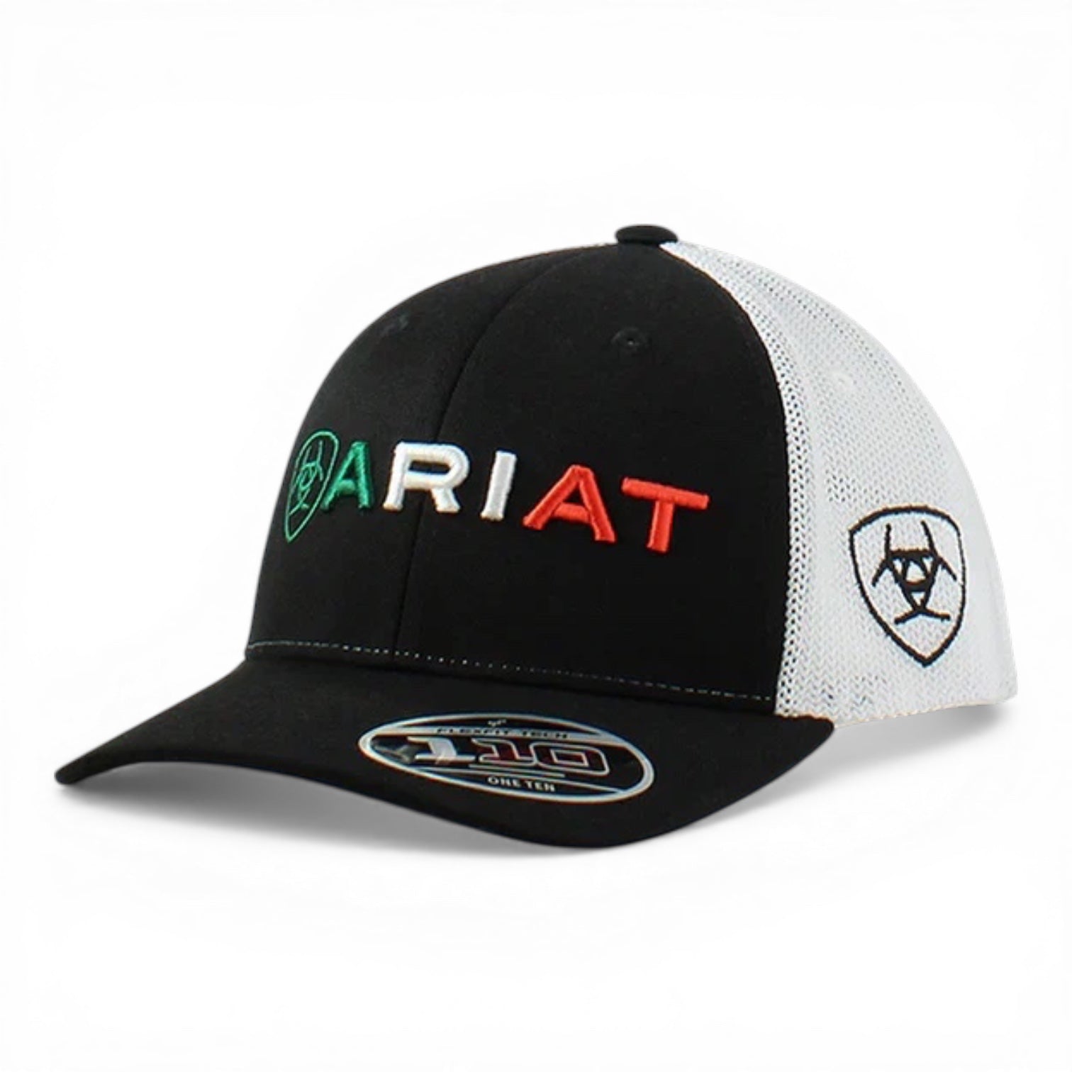 ARIAT BOYS FLEXFIT CAP MEXICAN FLAG WORD LOGO BLACK