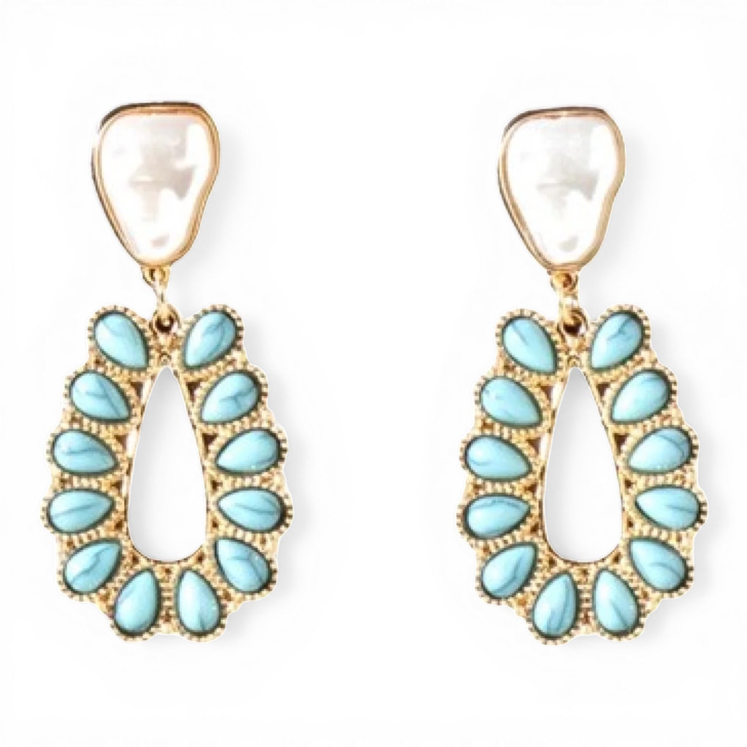BLAZIN ROXX TEARDROP EARRINGS PEARL TURQUOISE