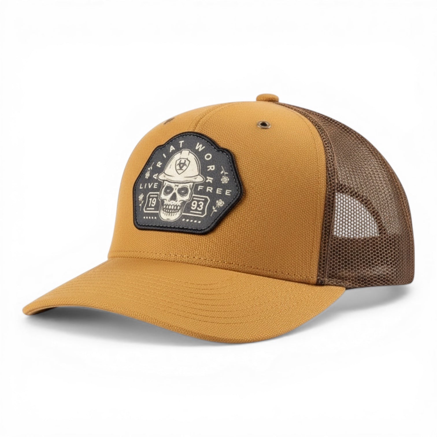 ARIAT WORK CAP SKULL PATCH TAN