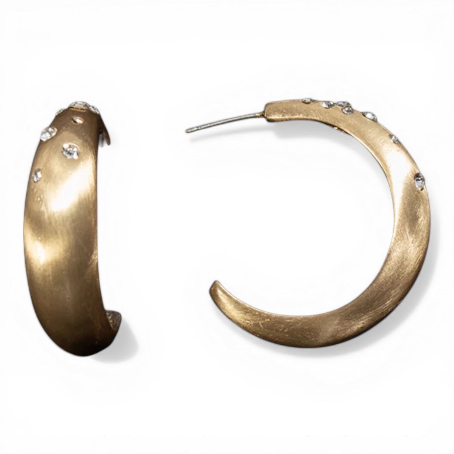 BLAZIN ROXX EARRINGS CRYSTAL HOOPS GOLD