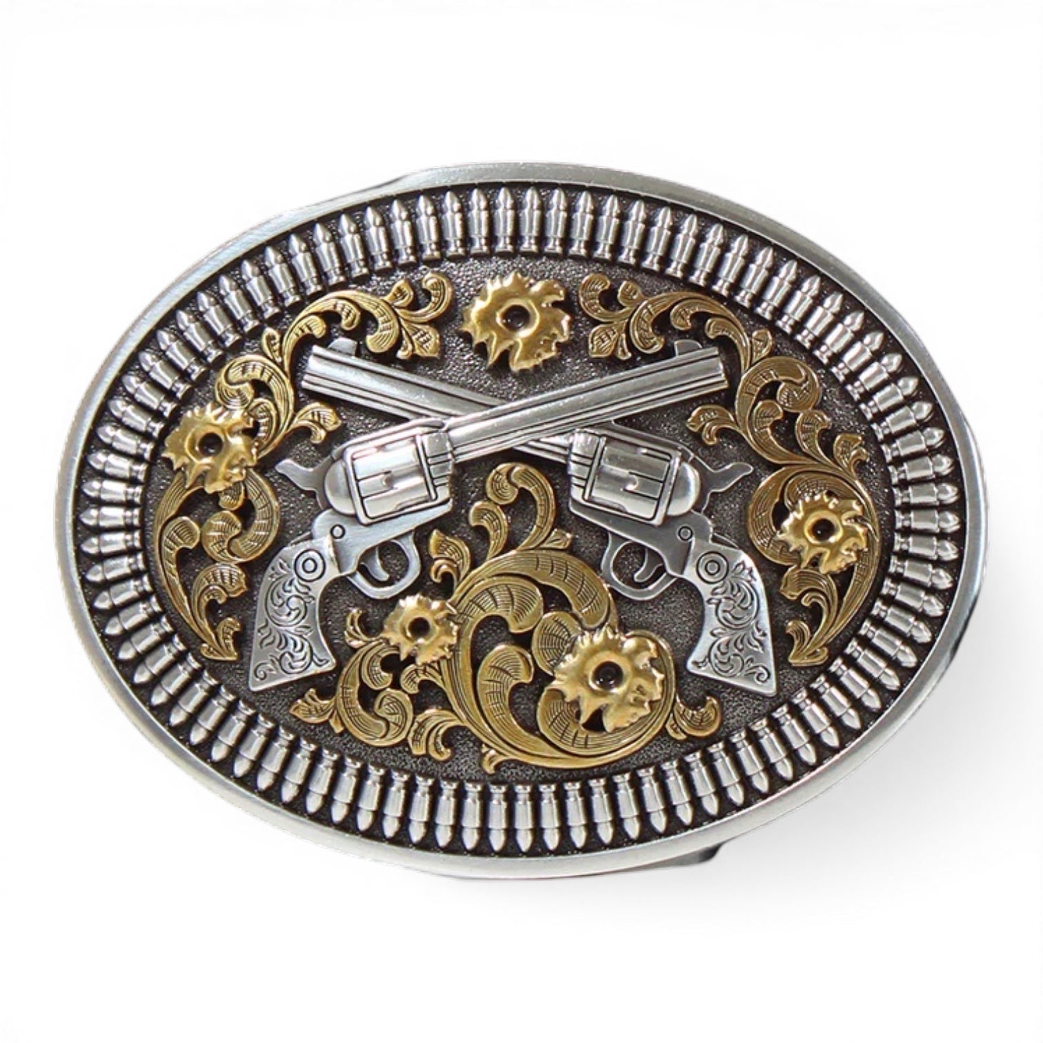 NOCONA MENS OVAL FLORAL REVOLVERS BUCKLE