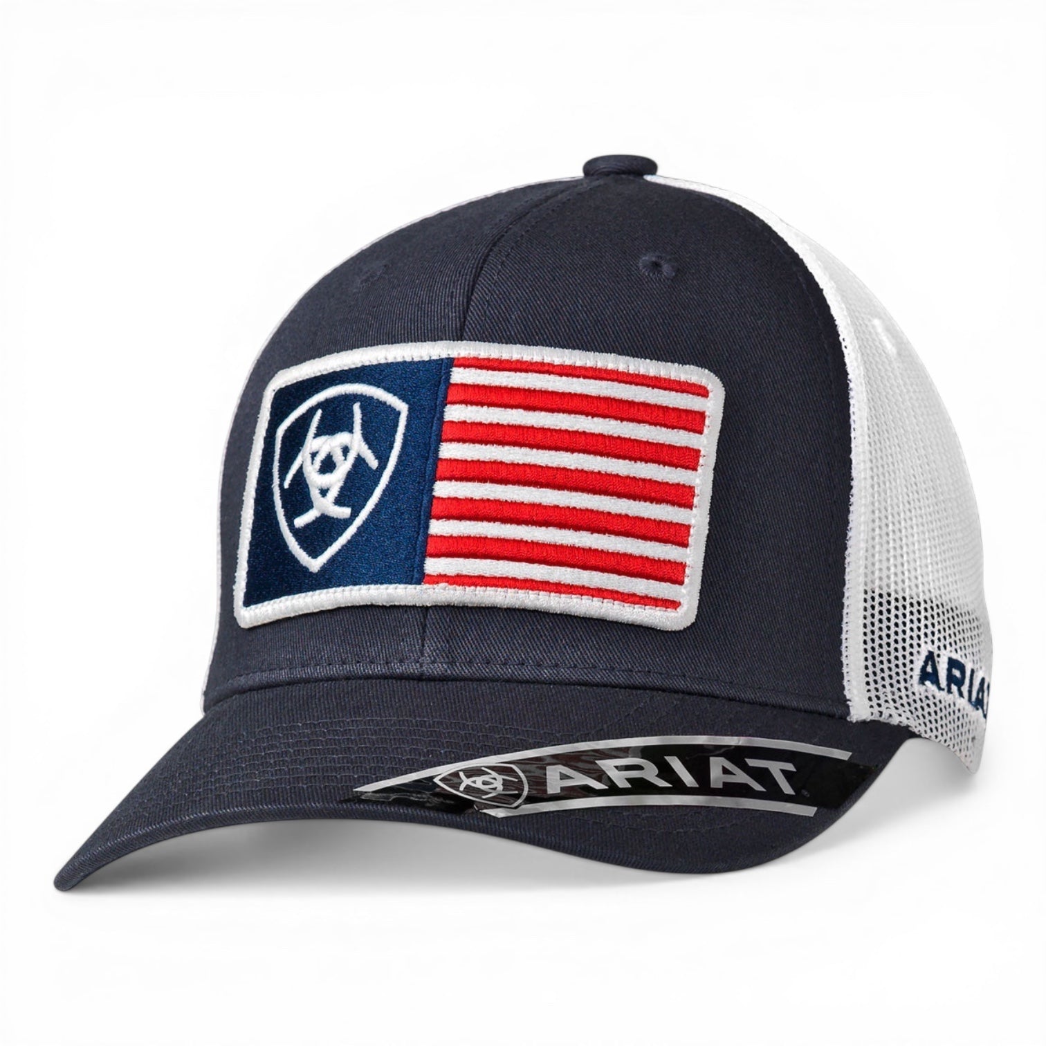 ARIAT MENS RFIT USA FLAG PATCH NVY