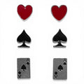 SILVER STRIKE LADIES EARRINGS 3PC CARD SUITS MULTICOLOR