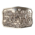 RECTANGLE PRAYING COWBOY CACTUS ANTIQUE SILVER