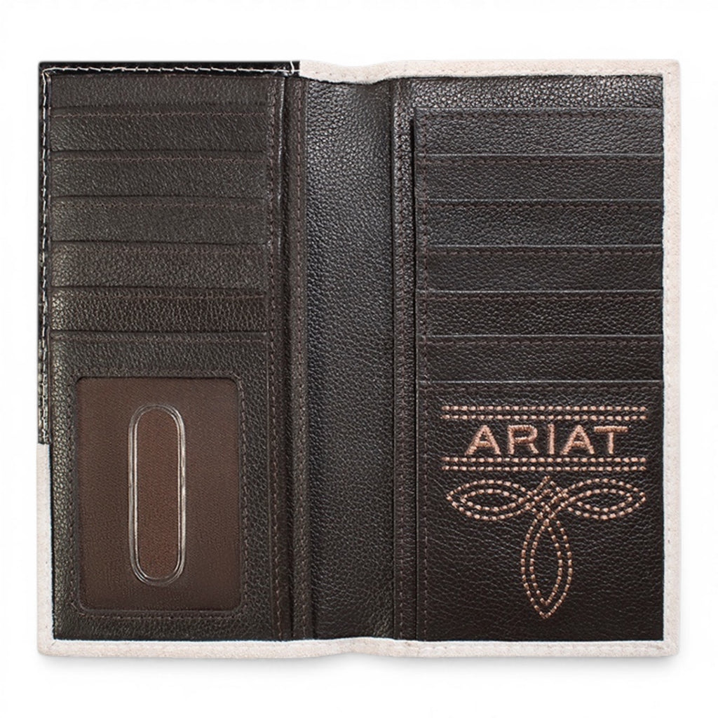 ARIAT RODEO WALLET ROUGHOUT FLORAL OVERLAY GREY