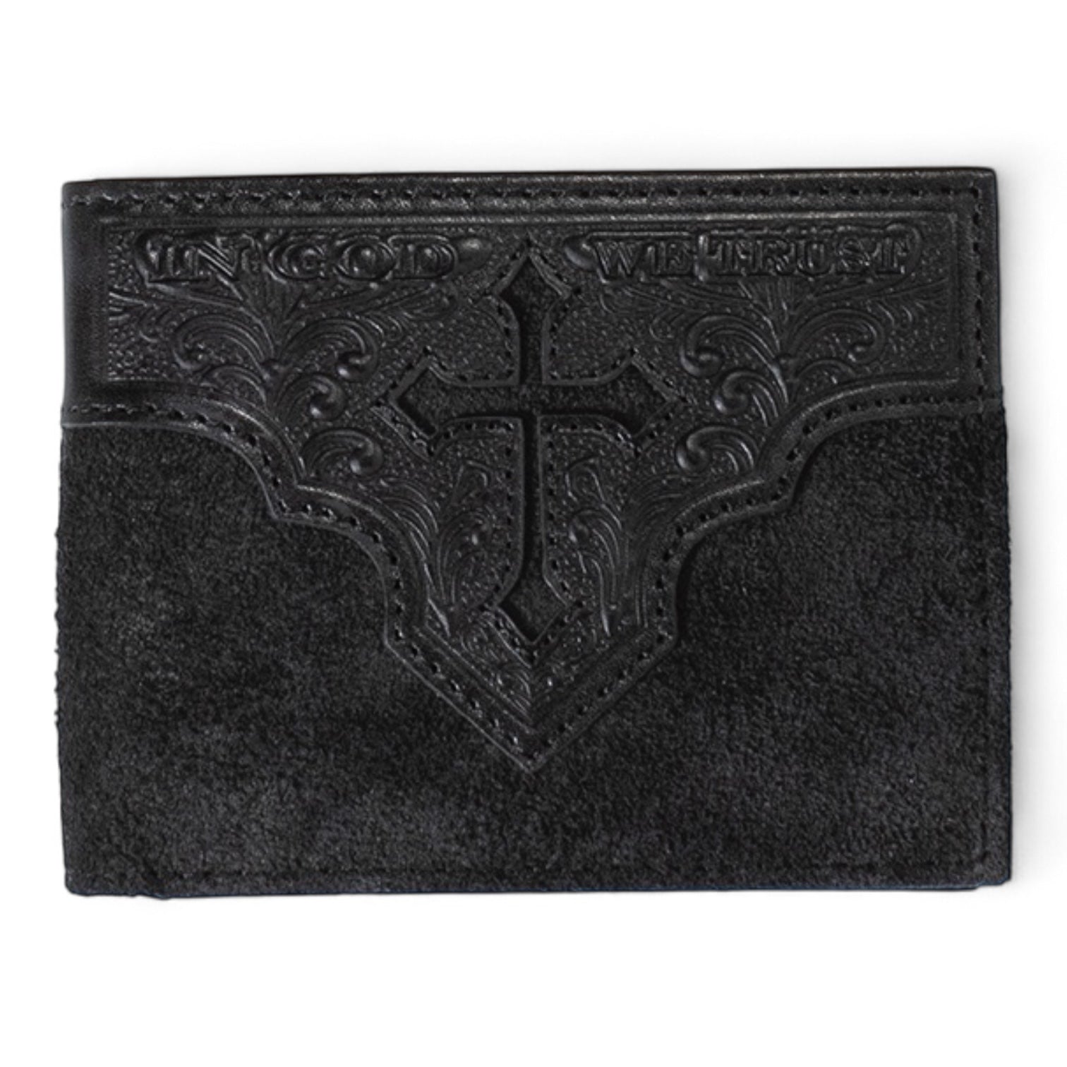 NOCONA BIFOLD ROUGH-OUT CROSS BK
