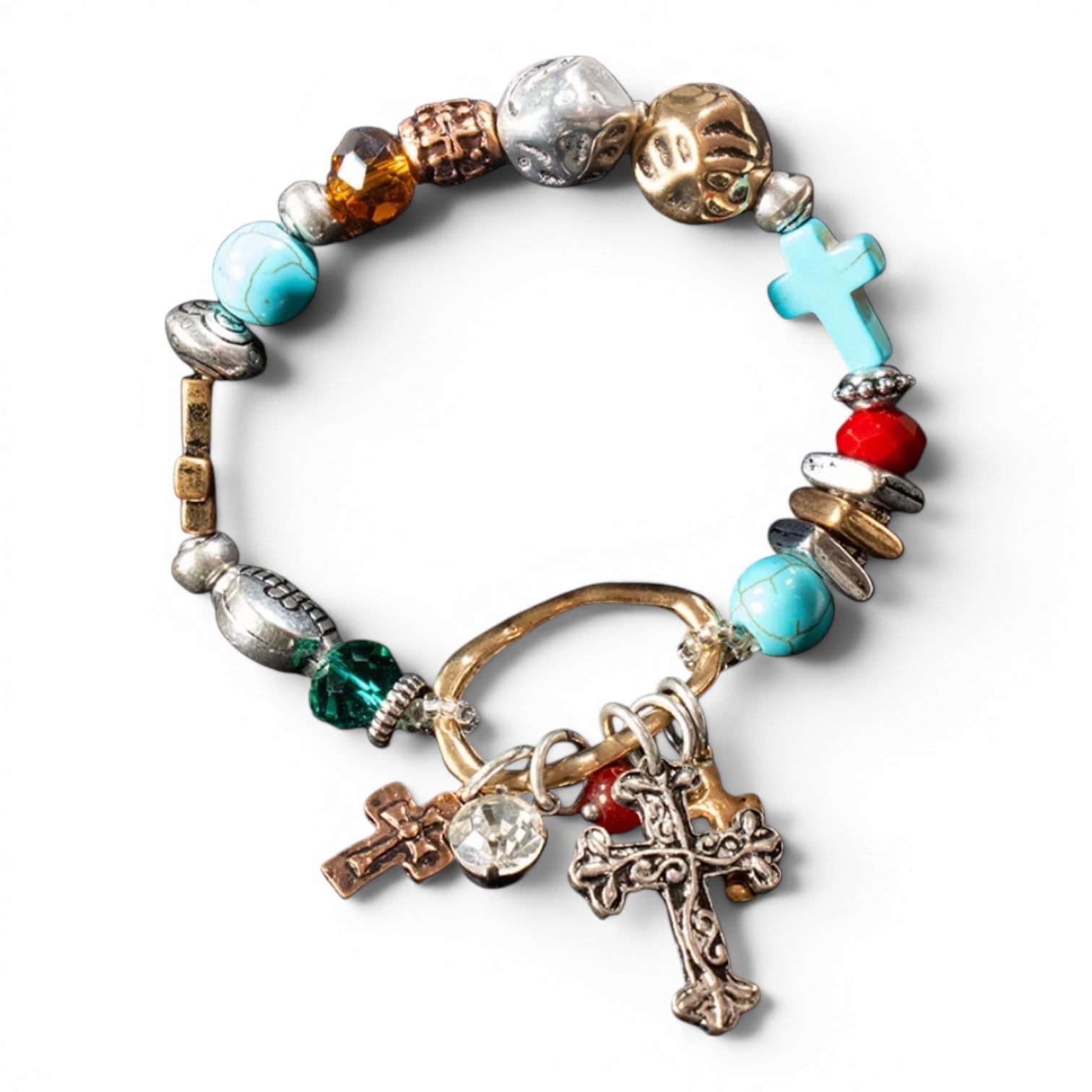 BLAZIN ROXX BRACELET BEADS CROSS MULTICOLOR