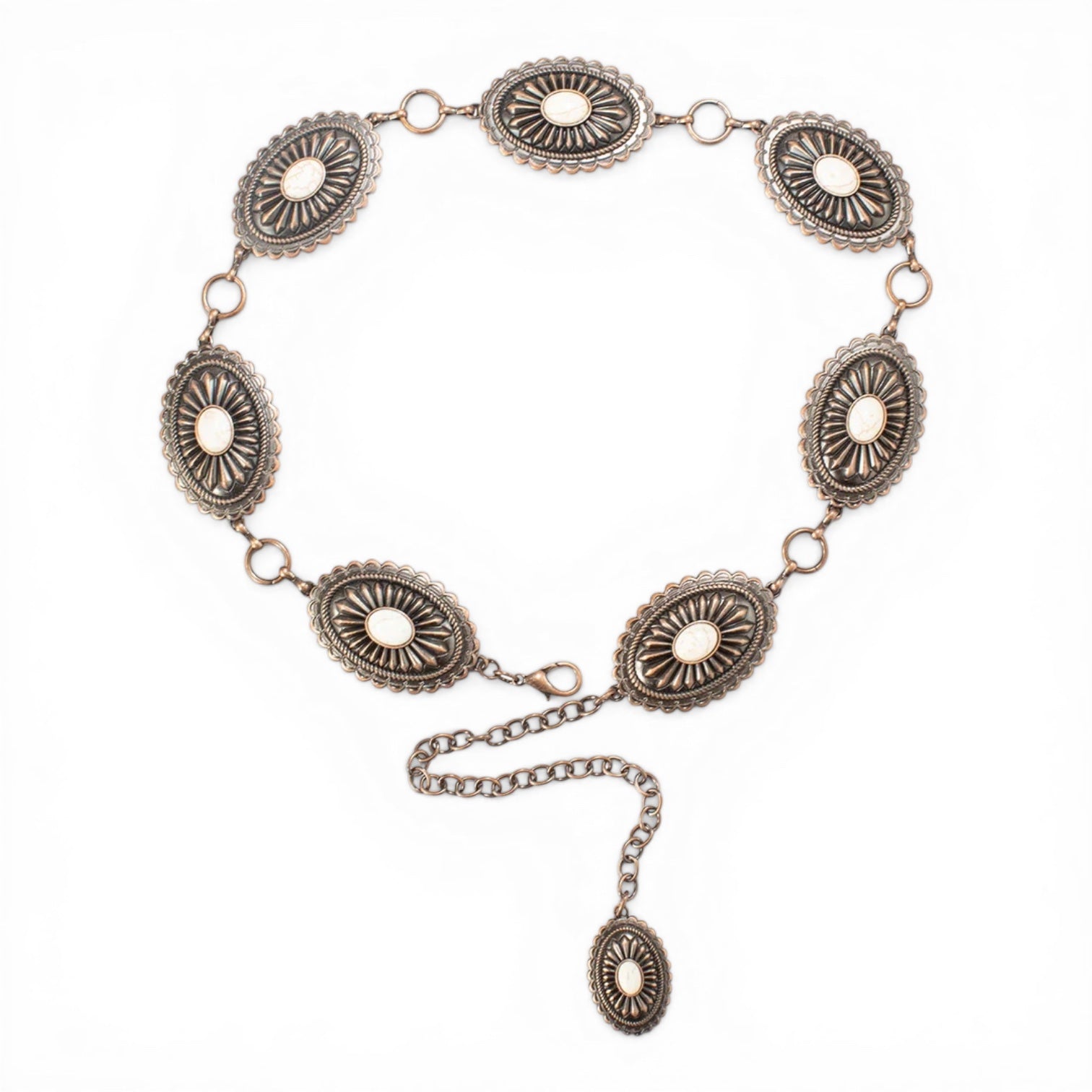 ARIAT LADIES BELT OVAL CONCHO CHAIN COPPER