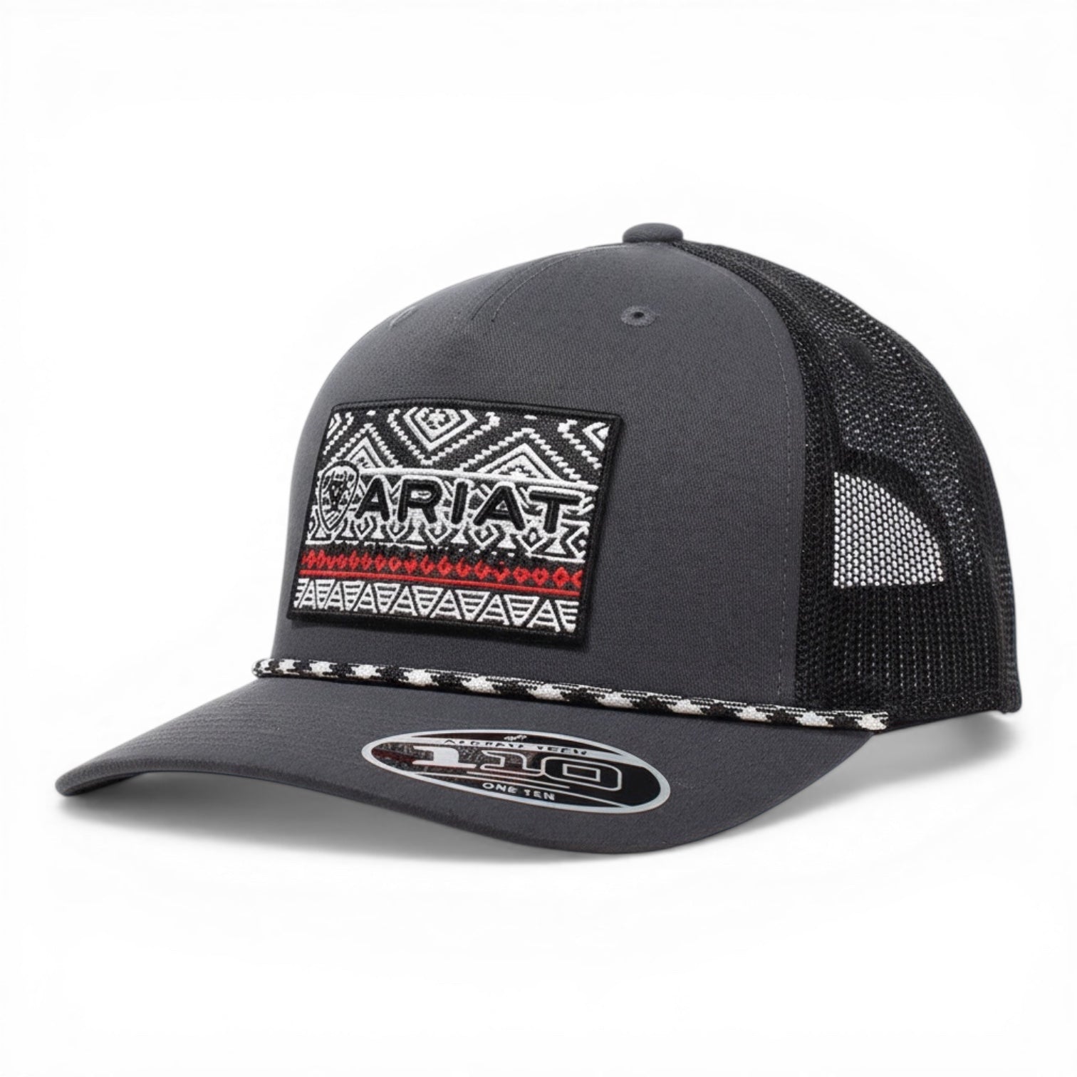ARIAT MENS FLEXFIT 110 SNAPBACK SOUTHWESTERN ROPE GREY
