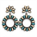 BLAZIN ROXX EARRINGS IVORY TURQUOISE STONES ROUND